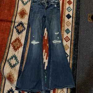 Flying Monkey Dark Blue Distressed Flare Jeans